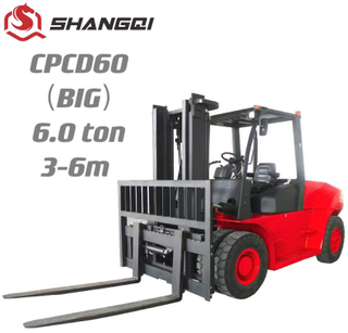 CPCD60（diesel Forklift + Double Front Wheel + Lifting Weight：6.0 Ton + Optional Mast+1.22m Fork）